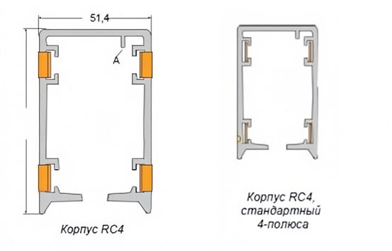 Корпус троллейного шинопровода Click Ductor RC4-4