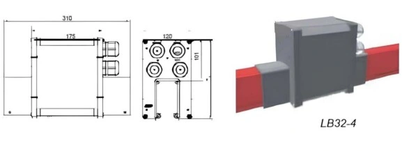 Линейная коробка подвода питания Click Ductor LB32-4